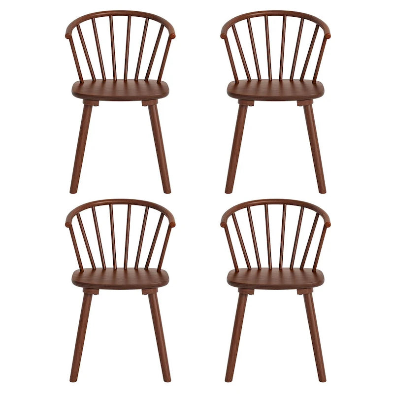 Chaises de salle à manger sans accoudoirs en bois à dossier à barreaux, lot de 4