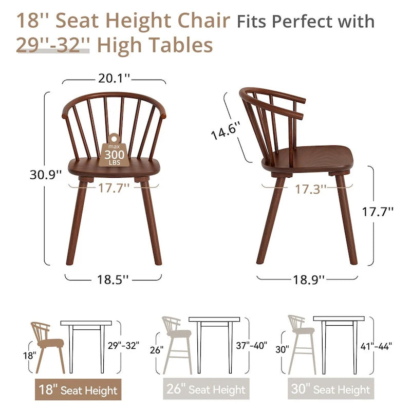Chaises de salle à manger sans accoudoirs en bois à dossier à barreaux, lot de 4