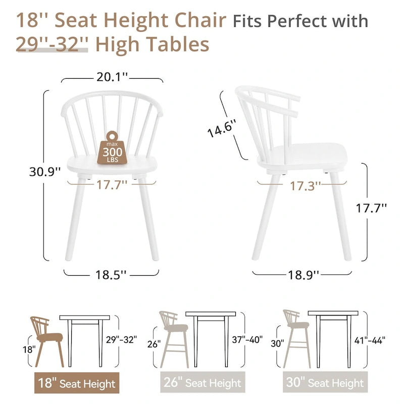 Chaises de salle à manger sans accoudoirs en bois à dossier à barreaux, lot de 4