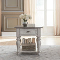 Table d'appoint avec tiroir en pin vieilli et blanc antique