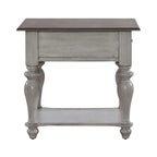 Table d'appoint avec tiroir en pin vieilli et blanc antique