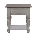 Table d'appoint avec tiroir en pin vieilli et blanc antique