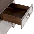 Table d'appoint avec tiroir en pin vieilli et blanc antique
