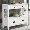 Table console de 36 po en pin de style rustique pour entrée de canapé avec 4 tiroirs et 1 étagère de rangement