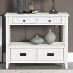 Table console de 36 po en pin de style rustique pour entrée de canapé avec 4 tiroirs et 1 étagère de rangement