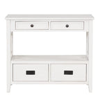 Table console de 36 po en pin de style rustique pour entrée de canapé avec 4 tiroirs et 1 étagère de rangement