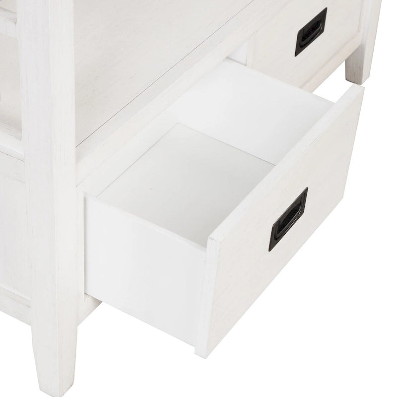 Table console de 36 po en pin de style rustique pour entrée de canapé avec 4 tiroirs et 1 étagère de rangement