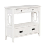 Table console de 36 po en pin de style rustique pour entrée de canapé avec 4 tiroirs et 1 étagère de rangement