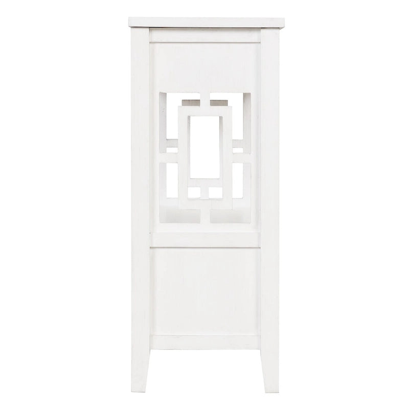 Table console de 36 po en pin de style rustique pour entrée de canapé avec 4 tiroirs et 1 étagère de rangement