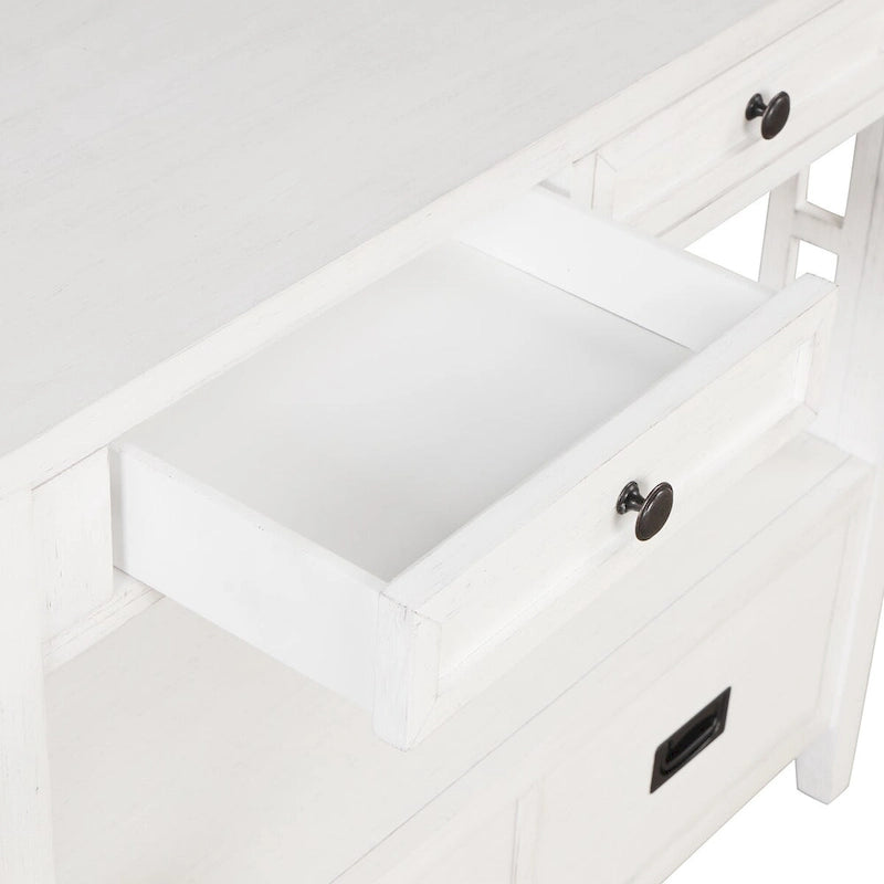 Table console de 36 po en pin de style rustique pour entrée de canapé avec 4 tiroirs et 1 étagère de rangement