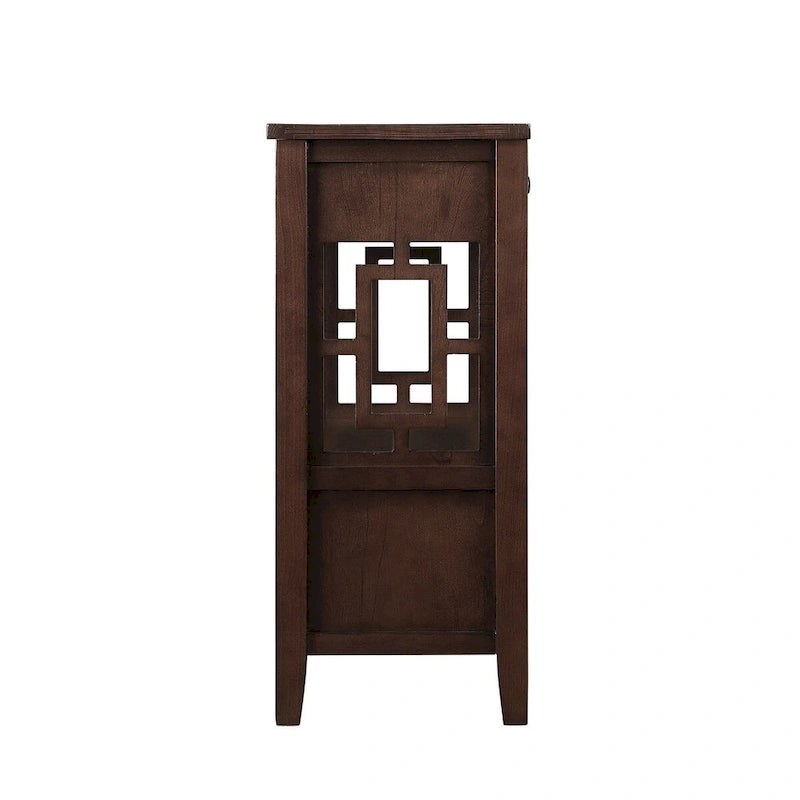 Table console de 36 po en pin de style rustique pour entrée de canapé avec 4 tiroirs et 1 étagère de rangement