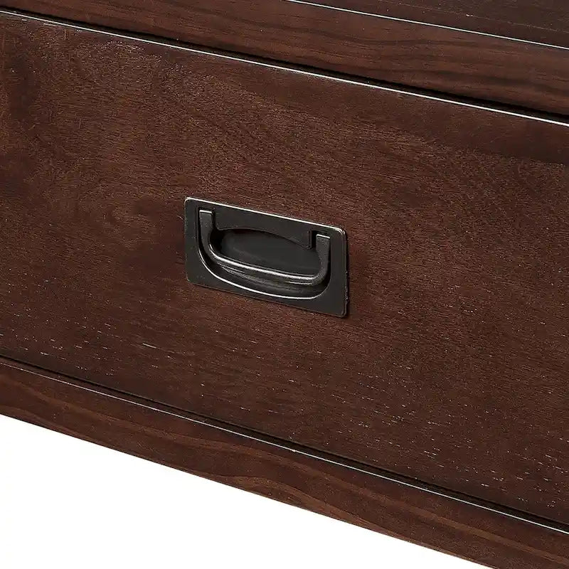 Table console de 36 po en pin de style rustique pour entrée de canapé avec 4 tiroirs et 1 étagère de rangement