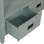 Table console de 36 po en pin de style rustique pour entrée de canapé avec 4 tiroirs et 1 étagère de rangement