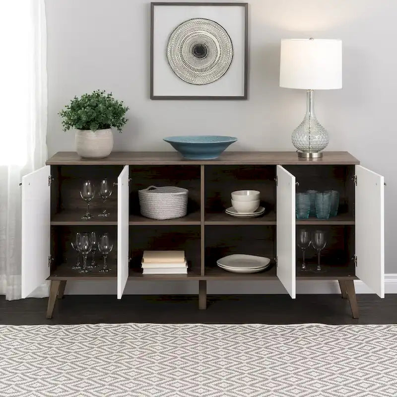 Bahut moderne milieu de siècle à 4 portes – 64 L x 32 H x 16 P
