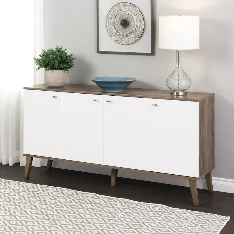 Bahut moderne milieu de siècle à 4 portes – 64 L x 32 H x 16 P