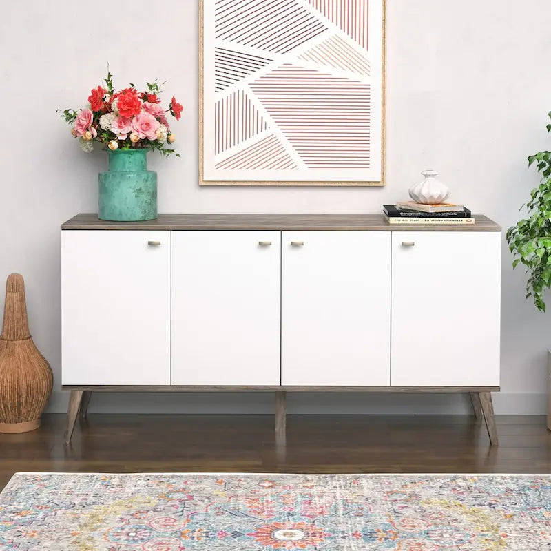 Bahut moderne milieu de siècle à 4 portes – 64 L x 32 H x 16 P
