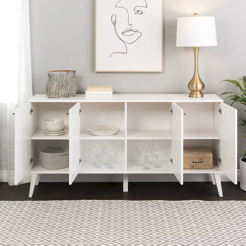 Bahut moderne milieu de siècle à 4 portes – 64 L x 32 H x 16 P