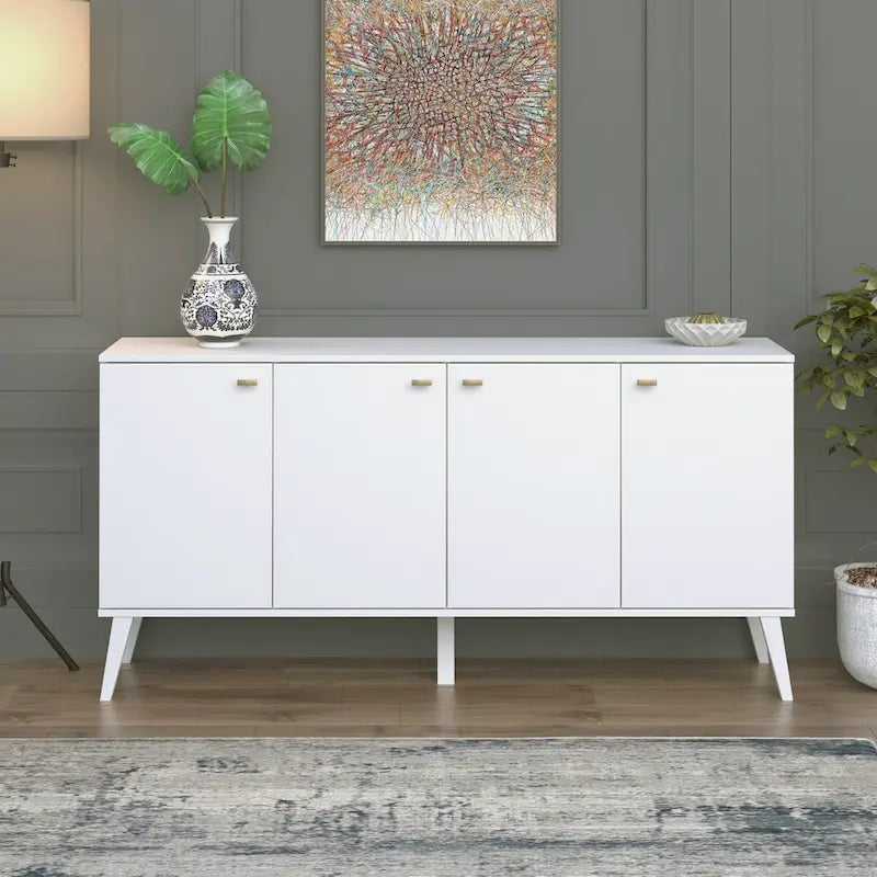 Bahut moderne milieu de siècle à 4 portes – 64 L x 32 H x 16 P