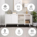 Bahut moderne milieu de siècle à 4 portes – 64 L x 32 H x 16 P