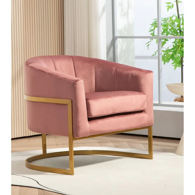 Fauteuil moderne en velours avec accents dorés