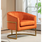 Fauteuil moderne en velours avec accents dorés