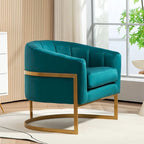 Fauteuil moderne en velours avec accents dorés