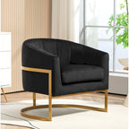 Fauteuil moderne en velours avec accents dorés