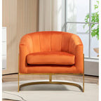 Fauteuil moderne en velours avec accents dorés