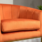 Fauteuil moderne en velours avec accents dorés