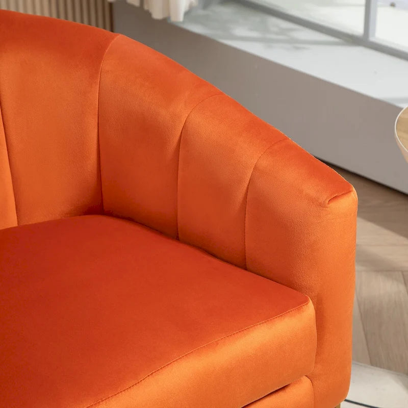 Fauteuil moderne en velours avec accents dorés