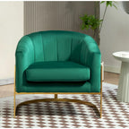 Fauteuil moderne en velours avec accents dorés