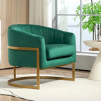Fauteuil moderne en velours avec accents dorés