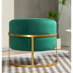 Fauteuil moderne en velours avec accents dorés