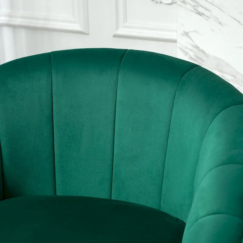 Fauteuil moderne en velours avec accents dorés