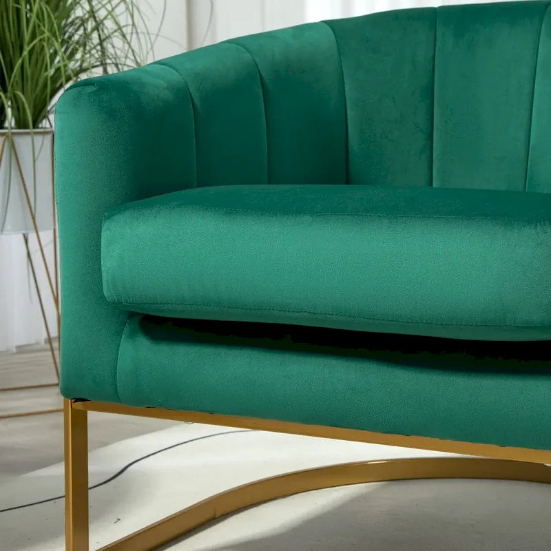 Fauteuil moderne en velours avec accents dorés
