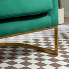 Fauteuil moderne en velours avec accents dorés