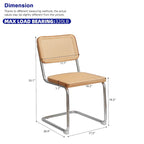 Chaises de salle à manger, chaises d'appoint en velours et rotin avec pieds chromés, lot de 2