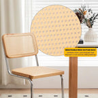 Chaises de salle à manger, chaises d'appoint en velours et rotin avec pieds chromés, lot de 2