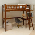 Lit mezzanine double en bois pour étude