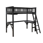 Lit mezzanine double en bois pour étude