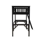 Lit mezzanine double en bois pour étude