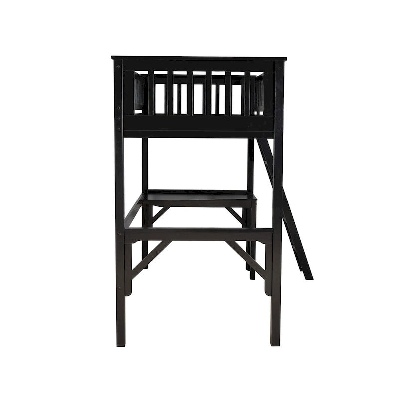 Lit mezzanine double en bois pour étude